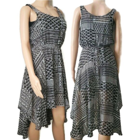 Fire Los Angeles Women’s Sleeveless Summer Dress Geometric Black White Sz Small - Picture 1 of 15